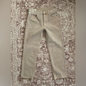 Gap Frayed Tan Cheeky Straight High Rise Ankle Cropped Jeans Size 27 4 R